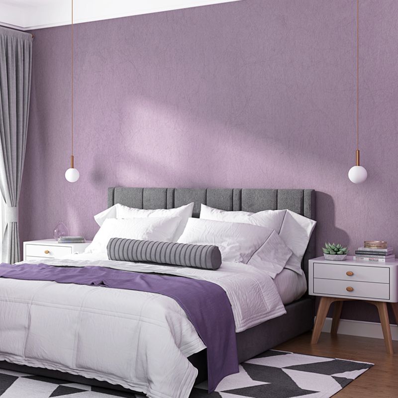 Moisture Resistant Solid Wallpaper Non-Woven Cloth Simple Style Wall Art for Bedroom
