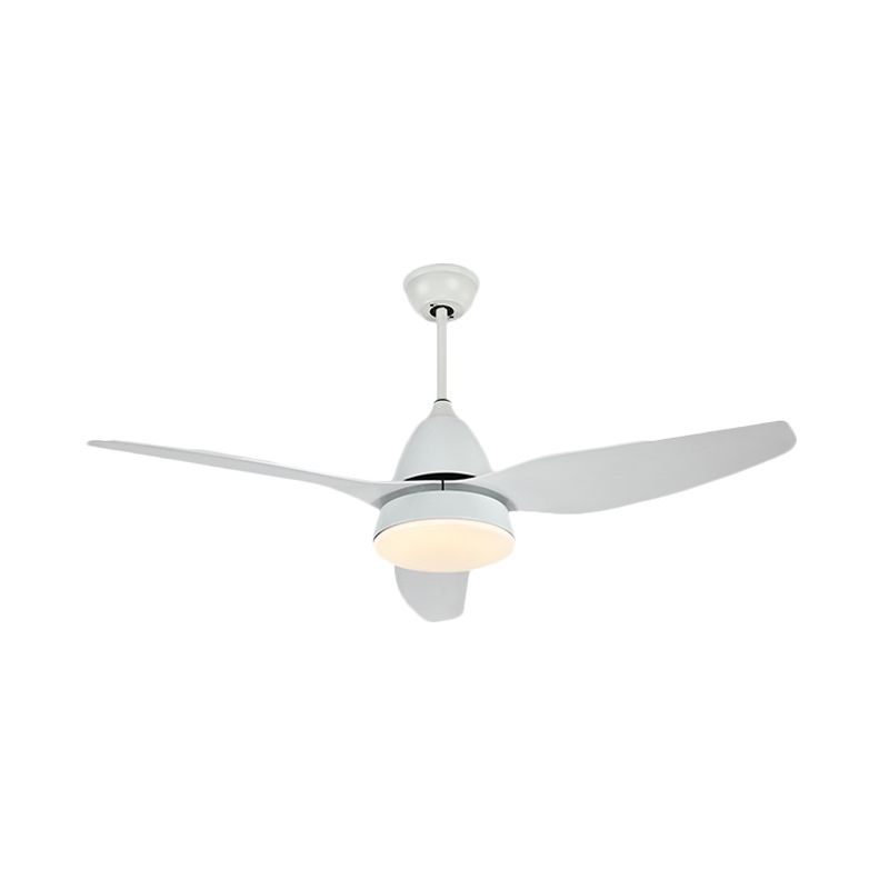 Luce da ventola a LED da 50 "W in stile moderno soggiorno semi-floscello Luce a soffitto con cerchio Acrilico in bianco in bianco, 3 lame