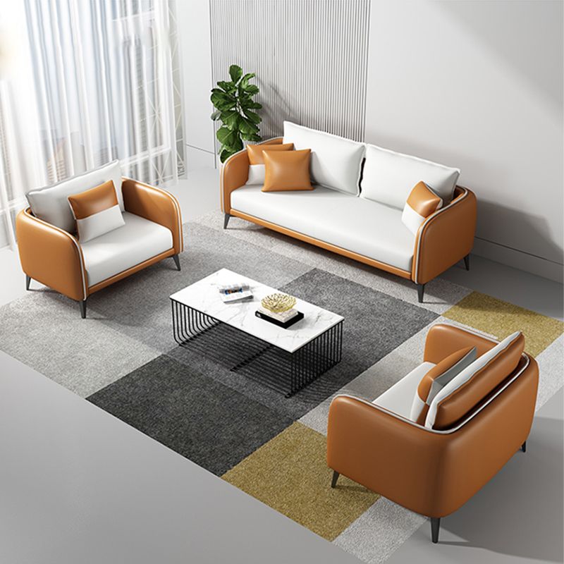 29.52" W Tuxedo Arm Sofa Faux Leather Contemporary Standard Sofa