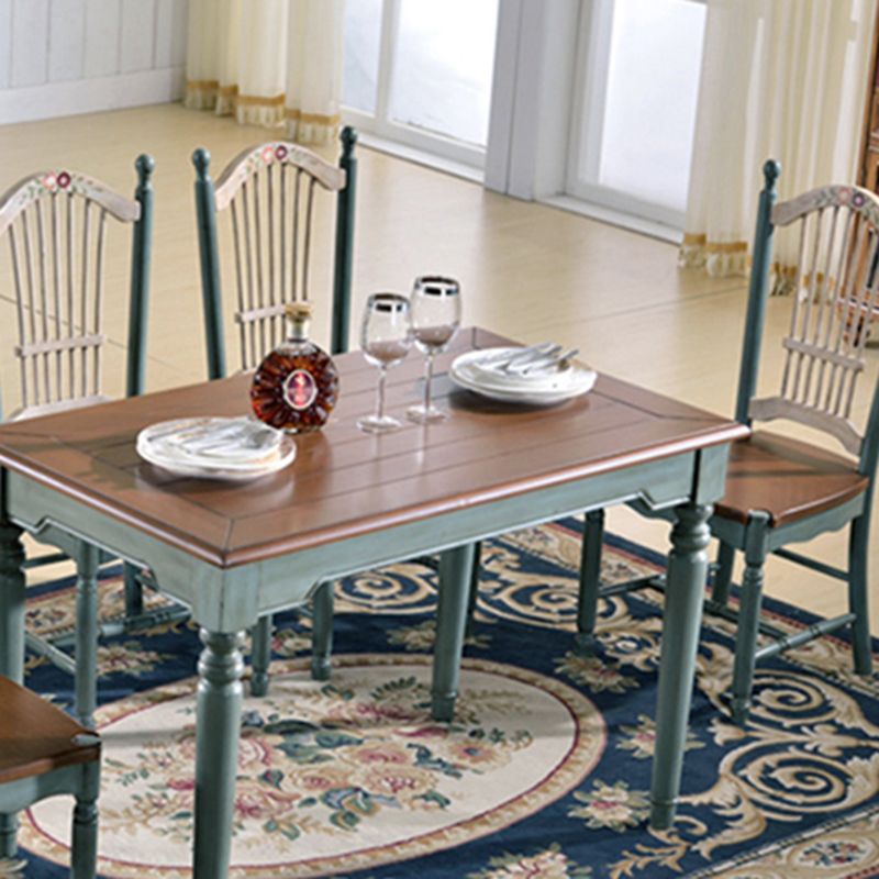 Rustic Style Solid Wood Set of 5 Dinette Table with Armless Chair