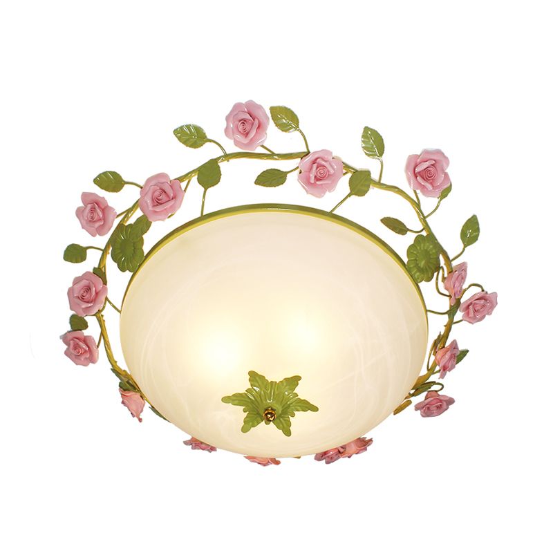 19 "/23" W vert 3 lumières encastré style campagnard bol en verre dépoli plafonnier pour salon