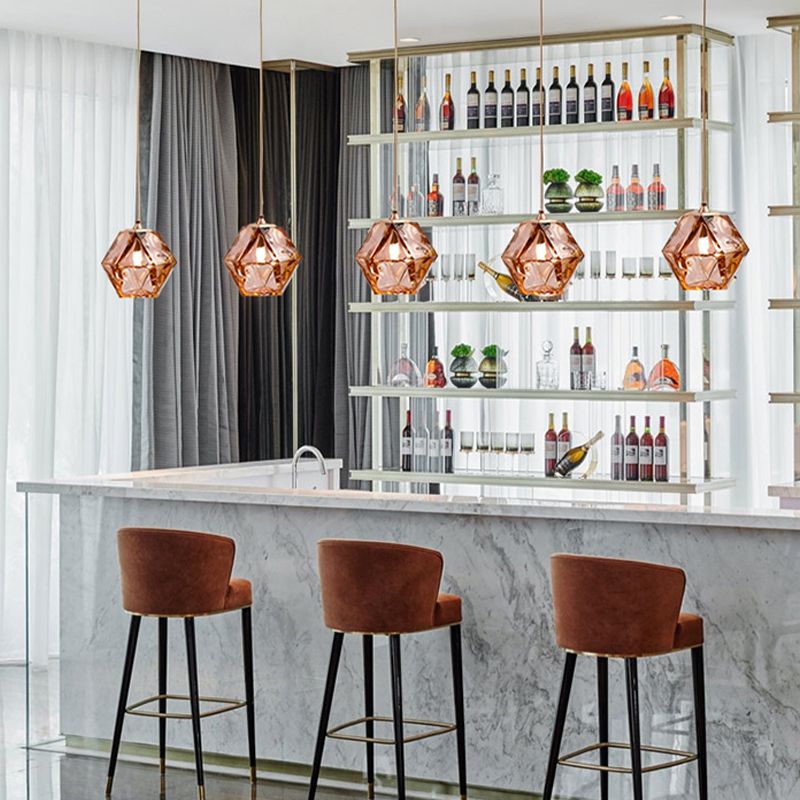 Geometric Hanging Light Nordic Glass Pendent Lighting Fixture for Sitting Room