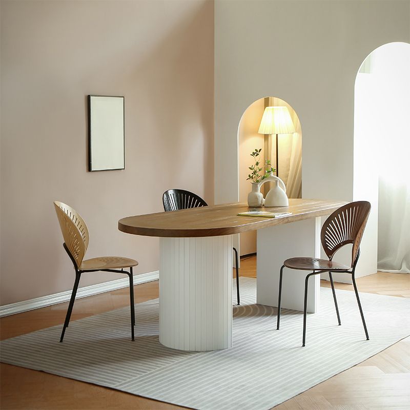 Modern Dining Oval Table Dining Wooden Table for Restaurant with Wood Legs