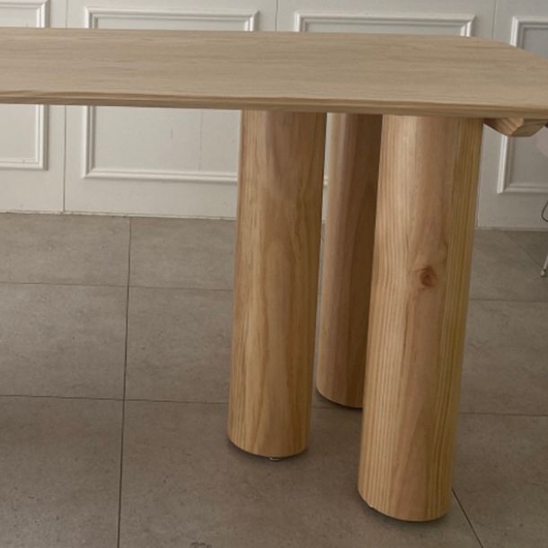 Rectangle Simplicity Dining Table Solid Wood Fixed Table for Kitchen