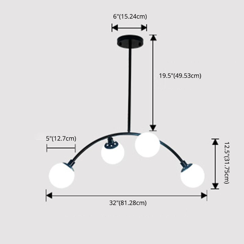 Nordic Round Island Lighting Fixture Glass Dinning Room Hanging Island Light in Black