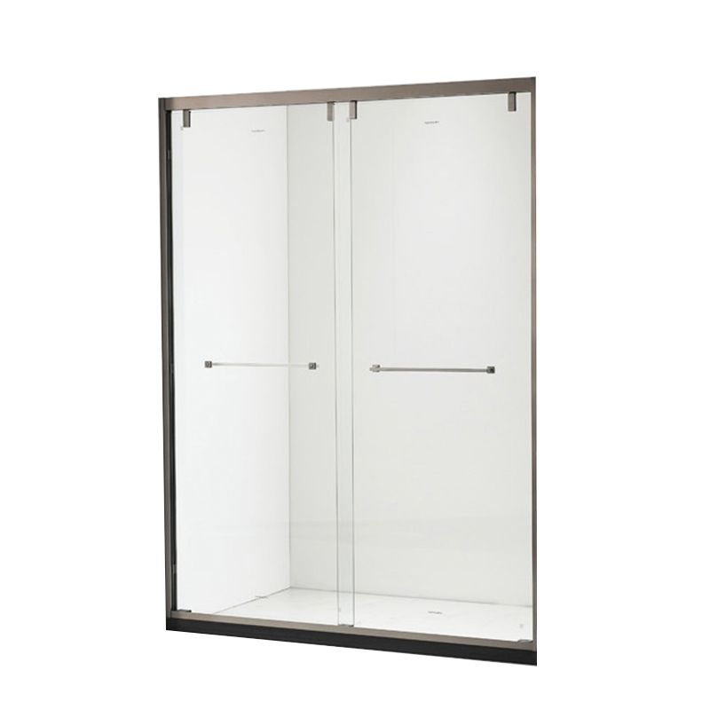 Double Sliding Semi Frameless Shower Bath Door Stainless Steel Handle Shower Door