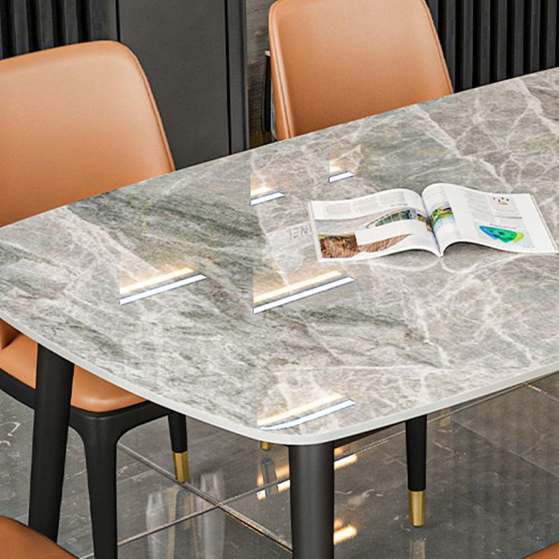 Industrial Dining Rectangle Table Sintered Stone Table with Metal Legs for Home