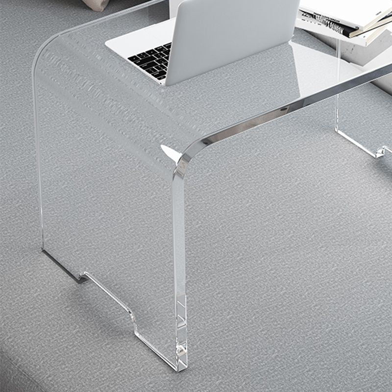 Contemporary Acrylic Side End Snack Table in Clear with Sled Base