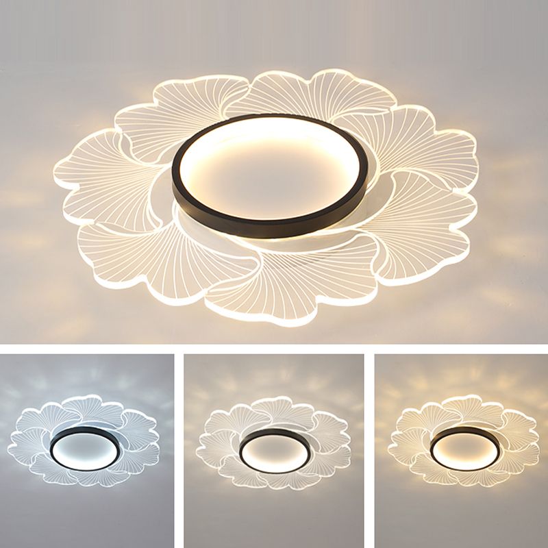 Nordic Style Ceiling Light Fixture Flower-Shaped Flush Mount with Acrylic for Bedroom