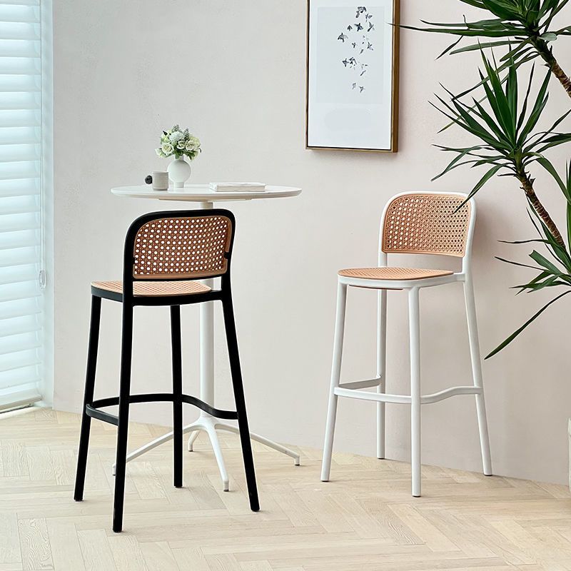 Scandinavian Armless Bar Stool Plastic Low Back Stool in White and Black