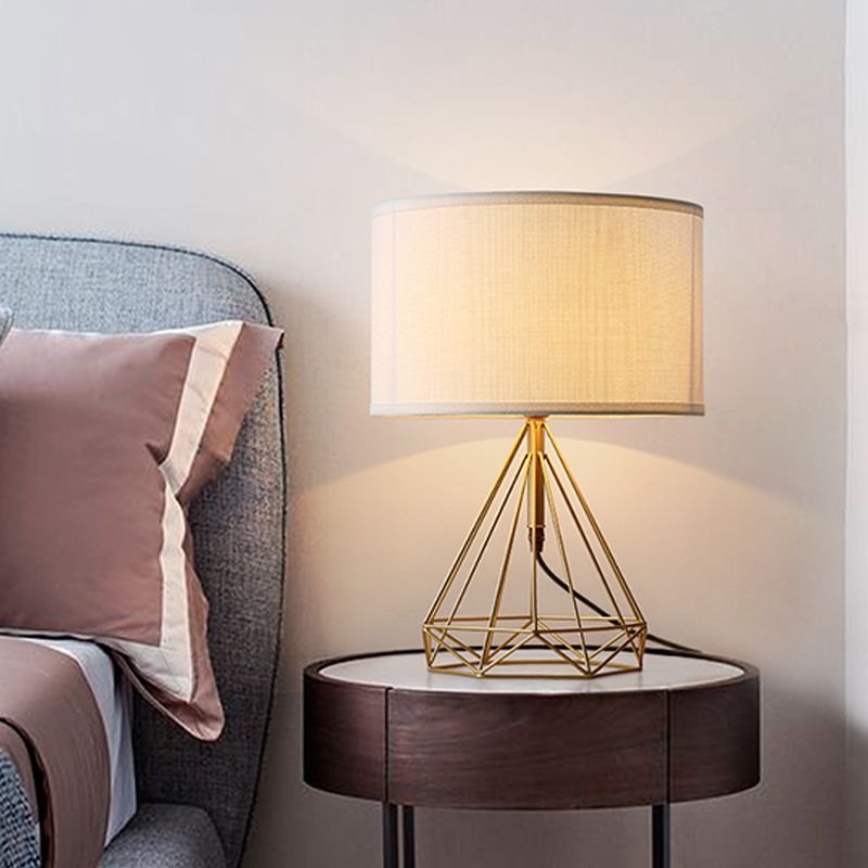Diamant kooi tafel licht minimalistisch metalen metallic 1 kopbed witte stof bureaulamp in goud