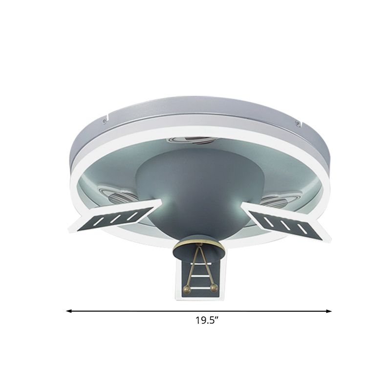 Nordic Satellite Shape Flush Mounted Lamp Acrylic LED Kids Flush Ceiling Light in Grey