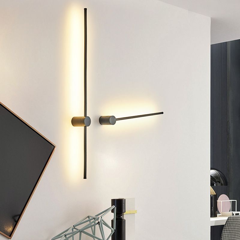 Estilo moderno de pared lineal de metal de mono de monte de pared de 1 luces en negro