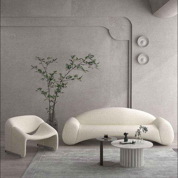 Scandinavian Seating White Cushions Standard Recessed Arm Living Room Sofa