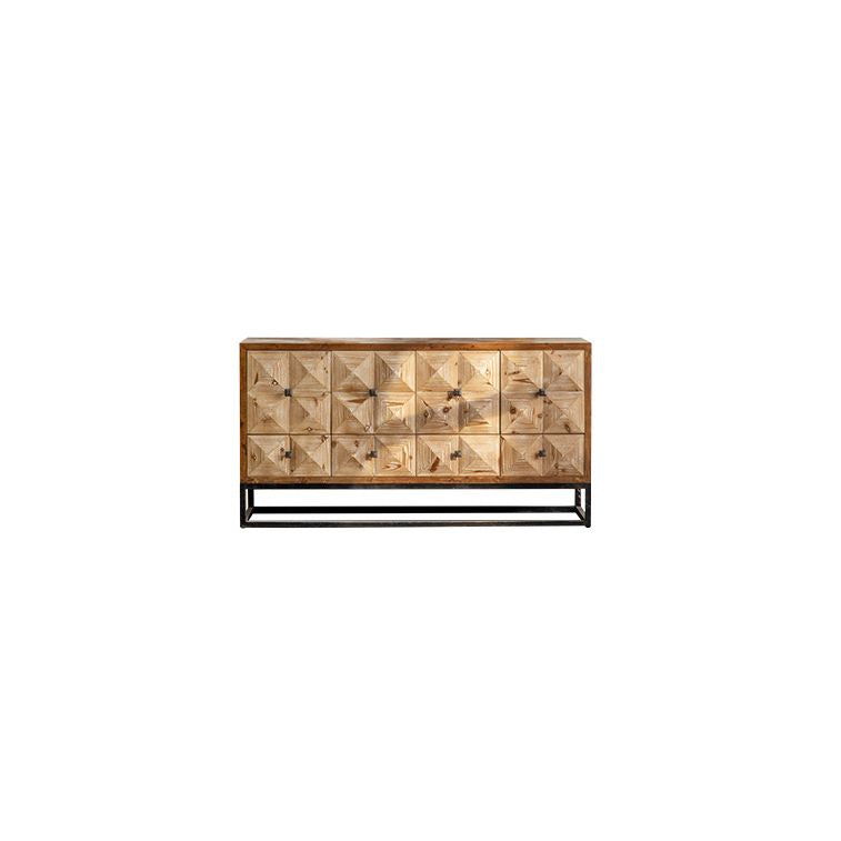 Distressed Wood Accent Chest Industrial Style Solid Wood Cabinet with Drawers