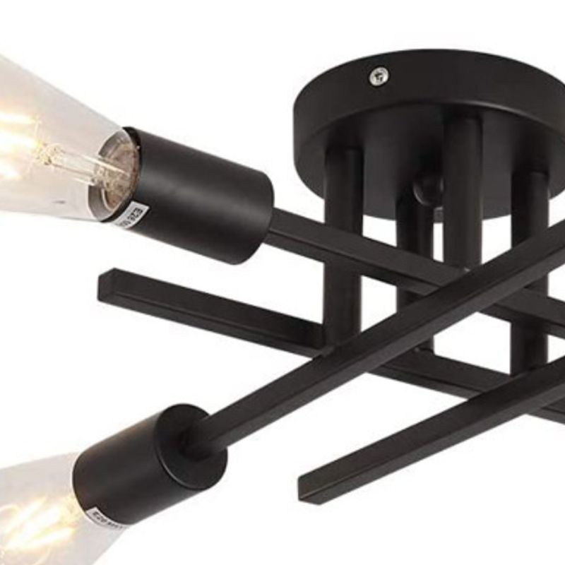 Industrial Semi Flush Light Fixtures Exposed Bulb Ceiling Lamp for Bedroom