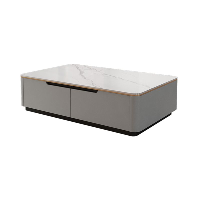 Glam Stone Coffee Table Slate Rectangular Square Cocktail Table in White