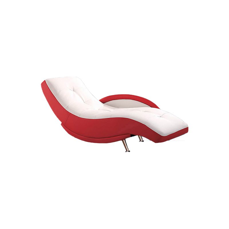 Modern Upholstered Reclining Chaise Lounge with One Arm Faux Leather Chaise