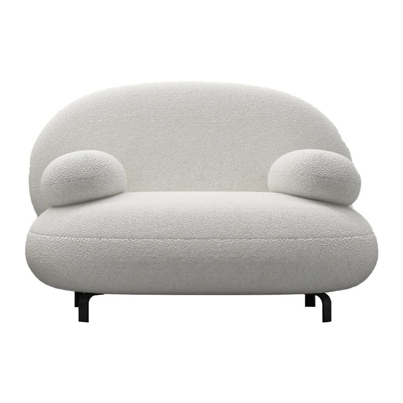 Modern 27.55" H White Wool Pillow Top Arm Sofa for Living Room