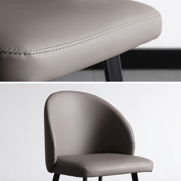 Minimalist Style Faux Leather Side Chair Upholstered Armless Dining Chairs for Home