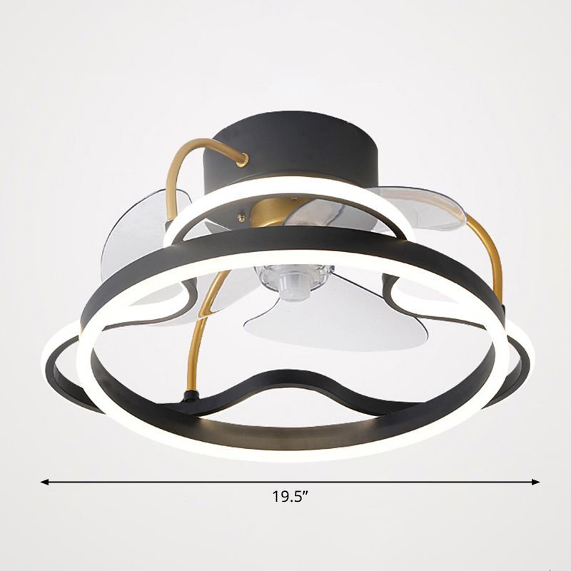 Aluminium Halo Halo Halo-Flush Mount Lighting Minimalismus 3-Blade-LED-Deckenleuterleuchte mit Fernbedienung, 19,5 "breit