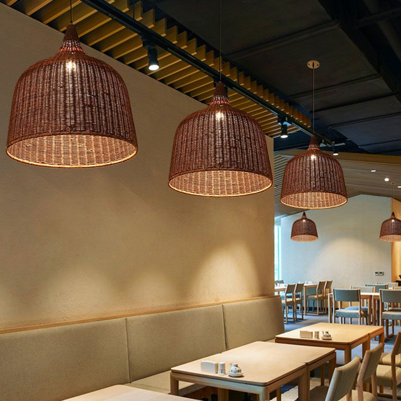 Trompete Teestoom Decke hängen leichter Bambus 1 Kopf Asiatische Style Suspension Anhängerlampe