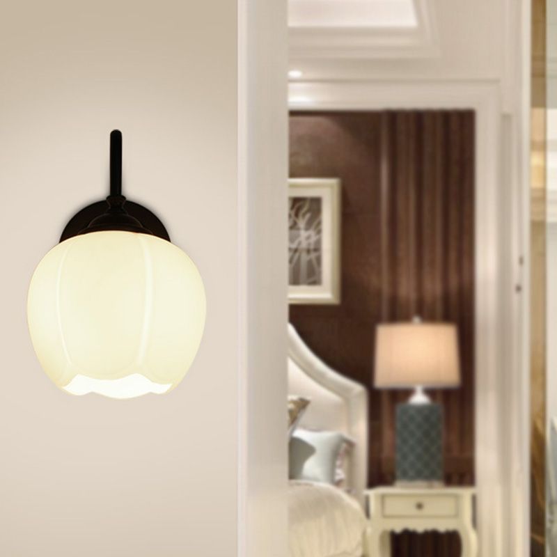 Glass Dome Shape Wall Light Modern Style 1 Light Wall Light Sconce