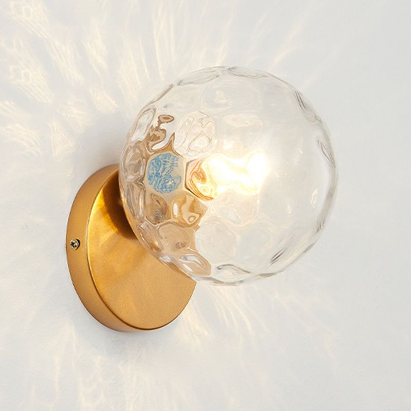 Minimalism Style Glass Ball Sconce Light Fixtures One Head Wall Lamp for Bedroom