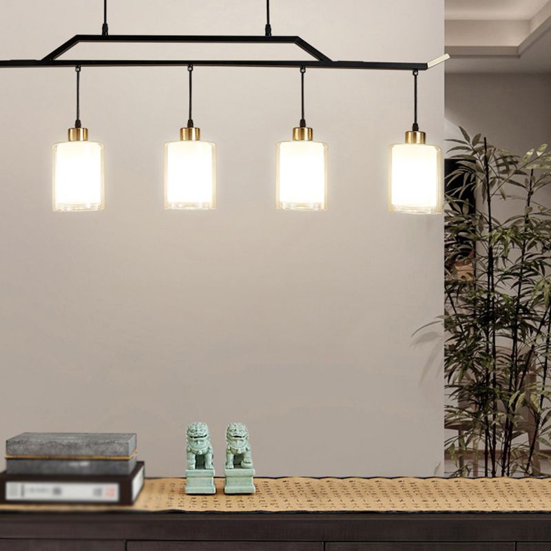 Black Island Chandelier Lights Glass Modern Hanging Lamp for Dining Room