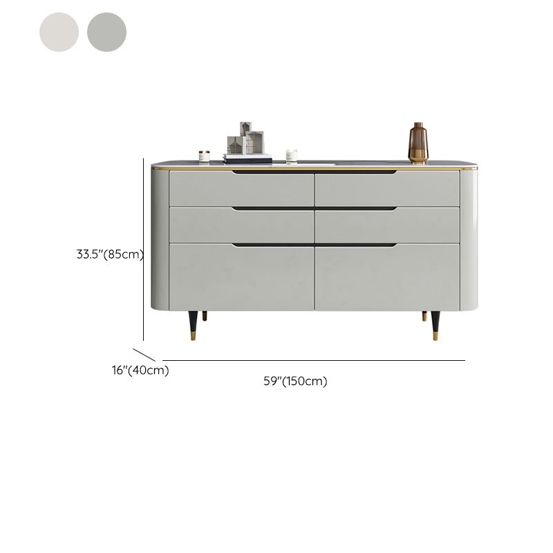 Glam Sideboard Table with Drawers Stone and Wood Dining Server for Kitchen