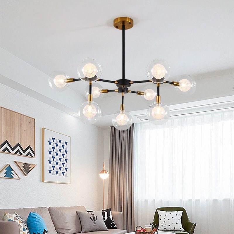 Metall -Line -Suspensionslicht mit klarem MODO Moderner Kronleuchter in Schwarz für Esszimmer