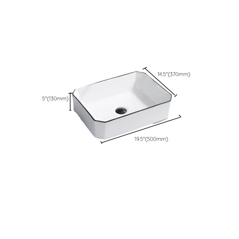 Bathroom Sink Ceramic Black Edging Anti-spill Rectangular Rod Single Handle Faucet Sink