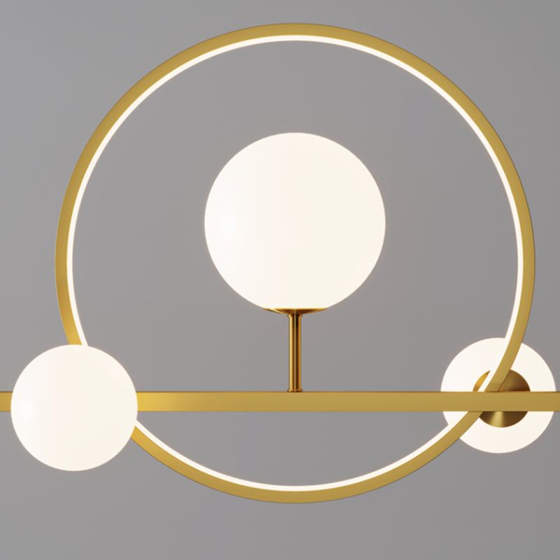 Luces colgantes de restaurantes de múltiples cabezas de geometría moderna de geometría con sombra de vidrio blanco