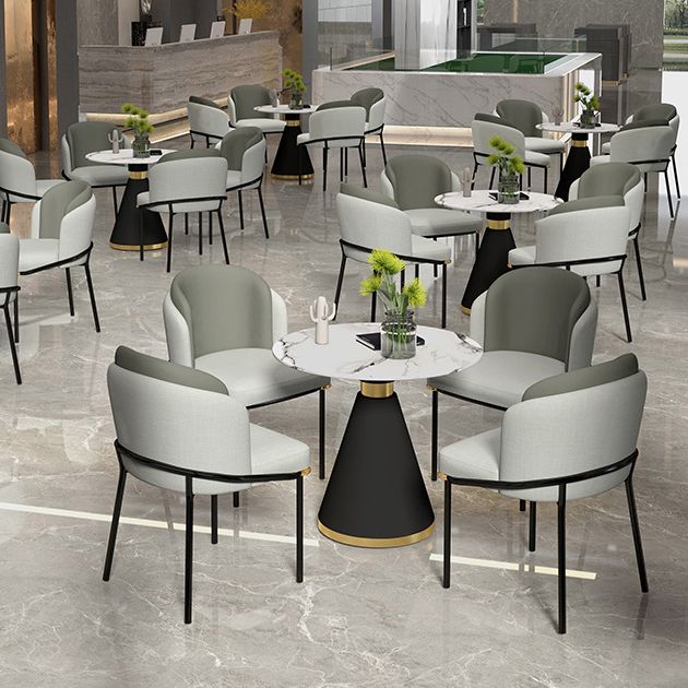 White Stone Top 1/5 Pieces Dining Set Glam Style Kitchen Set for Dining Room