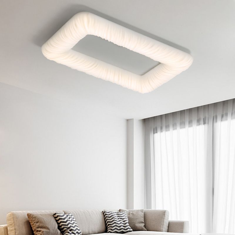 Rectangle LED Ceiling Flush Mount in White Metal & Plastic Flush for Room