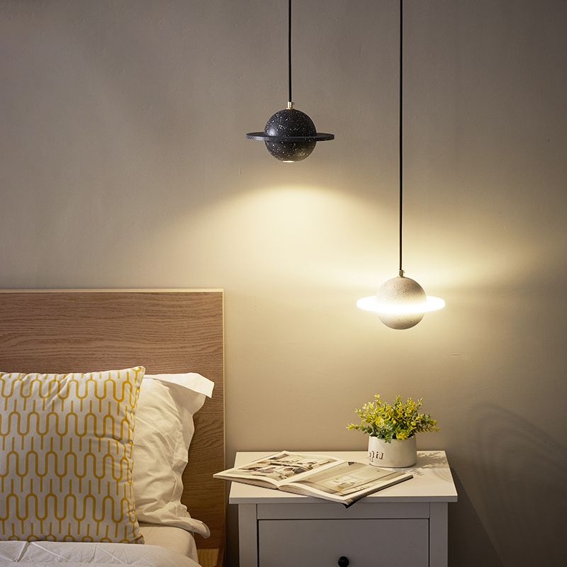 1 Light Planet Light Kit Modern Cement Hanging Light with Hanging Cord for Restaurant