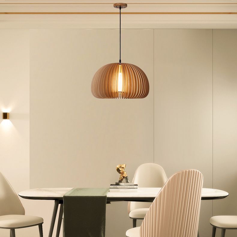 Lampe suspendue en bois style contemporain simple léger pour le café du salon