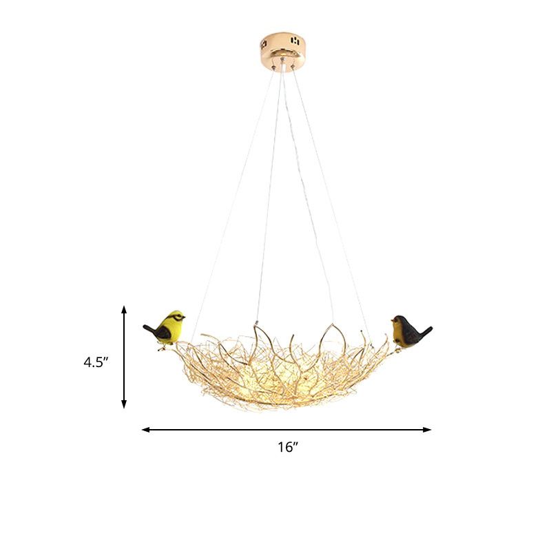 16 "/19.5" breites Nest Metal Art Deco Kronleuchter Beleuchtung 2 Leuchten Hängen Deckenlampenleuchte