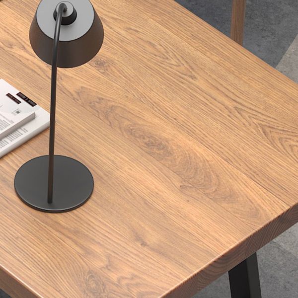 Mesa de comedor industrial rectangular, mesa fija de color madera con madera maciza de pino