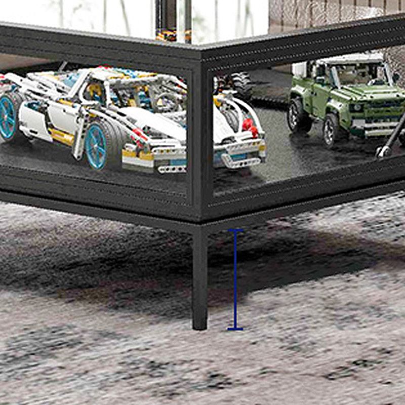 4 Legs Base Design Black/white Tempered Glass Top Iron Base Square Coffee Table