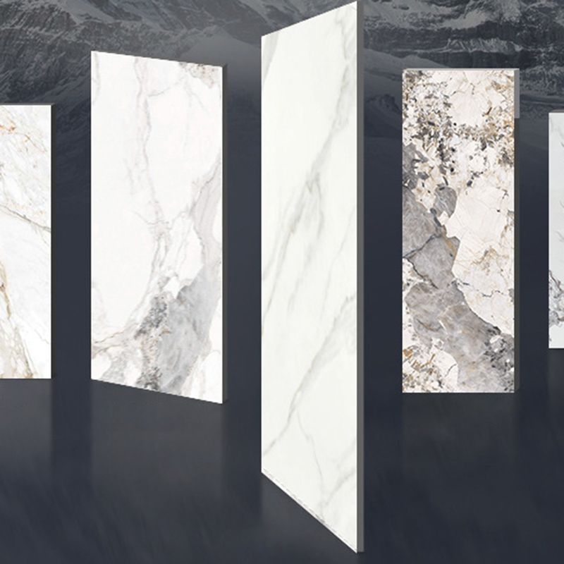 Modern Rectangle Dining Table Sintered Stone Table with Metal Legs for Home