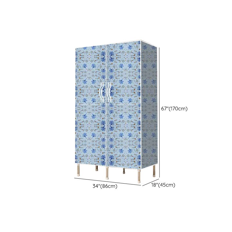 Hinged Wardrobe Cabinet with Garment Rod Steel Wardrobe Armoire