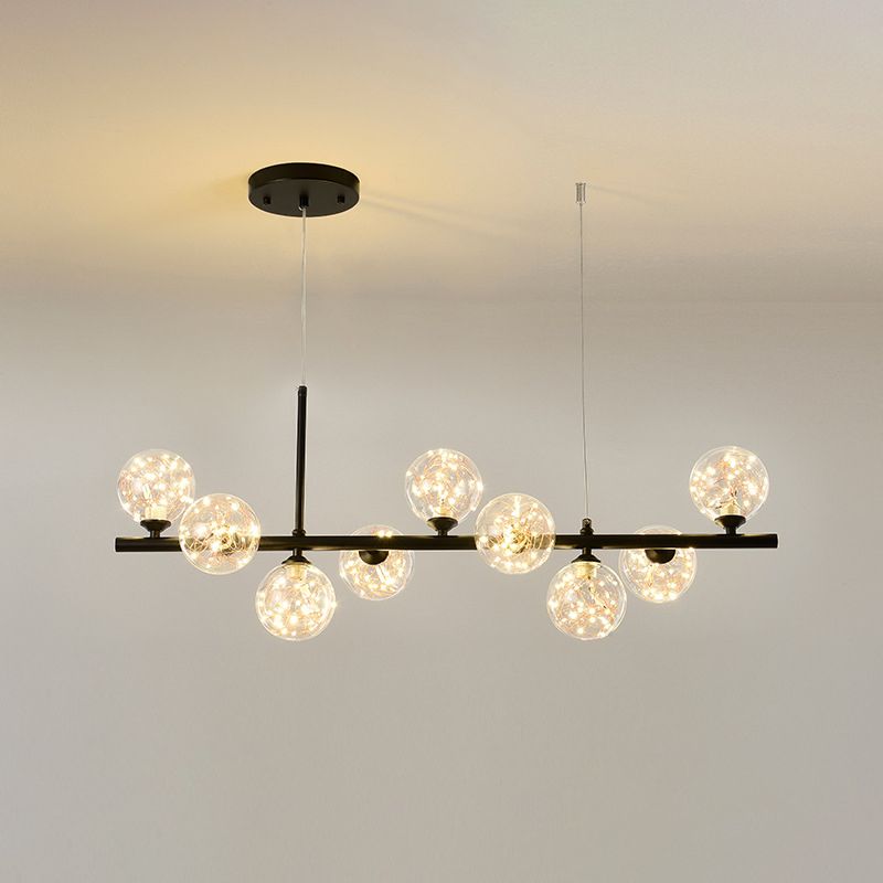 Modern Kitchen Island Lighting Oval Metal Island Ceiling Light with Glass Shade