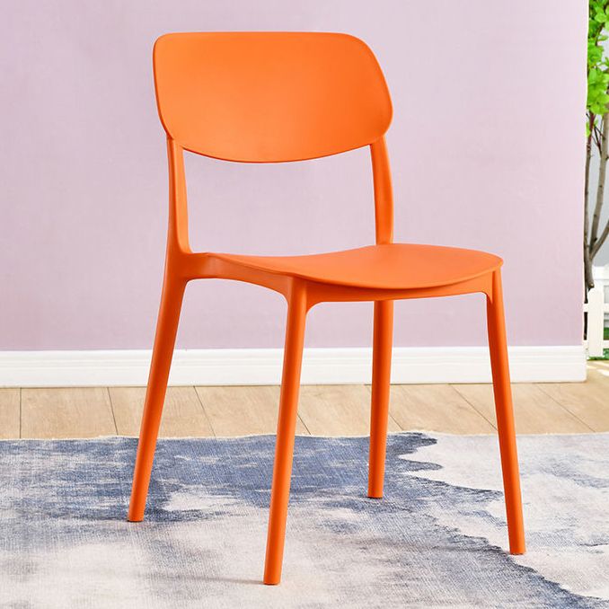 Scandinavian Stackable Armless Dining Chairs Plastic Open Back Dining Side Chair