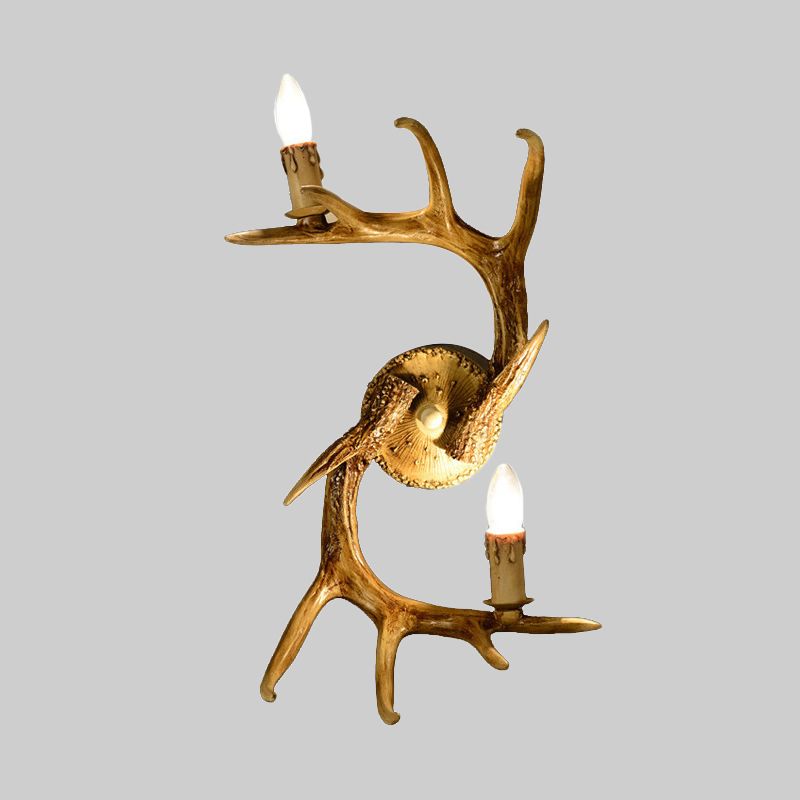 2 lichten hars wandlamp klassiek hout blootgestelde lamp indoor sconce verlichtingsarmatuur