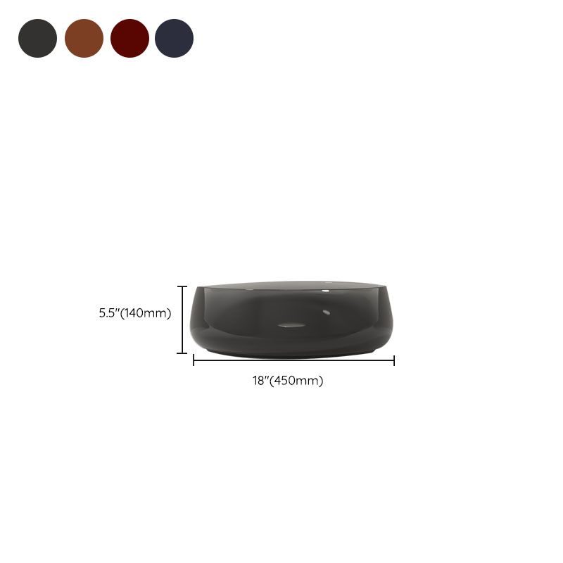 Modern Vessel Bathroom Sink Round with Pop-Up Drain Vessel Sink(Not Included Faucet)