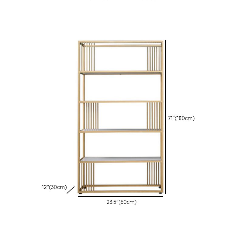 Metal and Wooden Bookshelf Open Glam Etagere Shelf Bookcase for Study Room