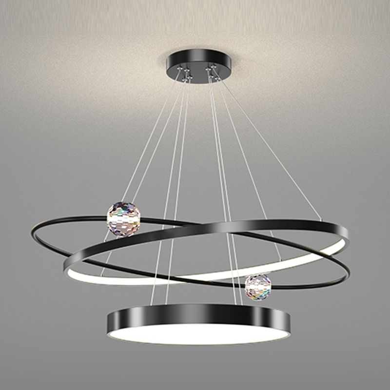 Posto de lámpara LED LED de capas de metal de araña de círculo nórdico para restaurante