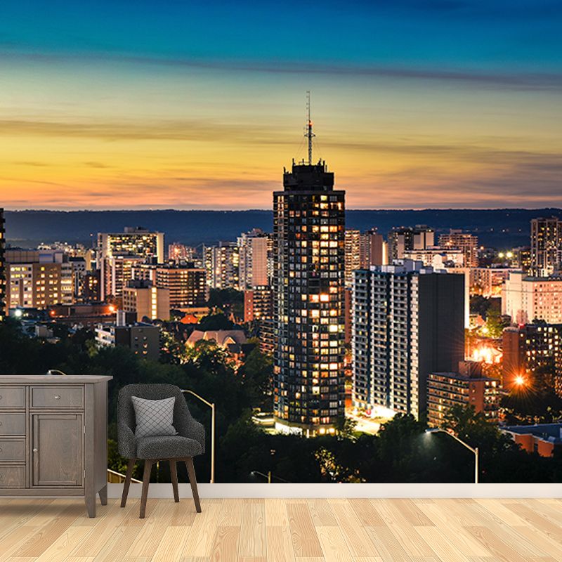 Photography Stain Resistant Mural Wallpaper Urban Scenery Sleeping Room Wall Mural