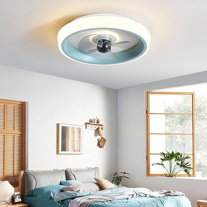 Contemporary Round Fan Light Metal Colorful LED Flush Mount Light for Bedroom